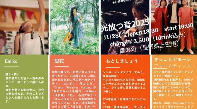 【11月28日】ソーラー電源ゼロカーボンライブ「光放つ音」